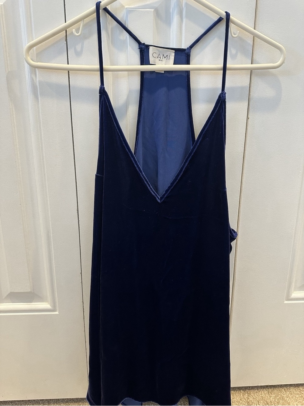 CAMI NYC The Whitney Tank Velvet Silk blend blue